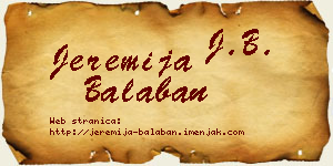 Jeremija Balaban vizit kartica